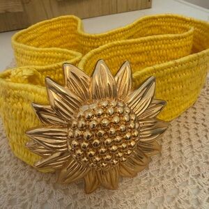 Sunflower Gold Buckle Yellow Woven Belt